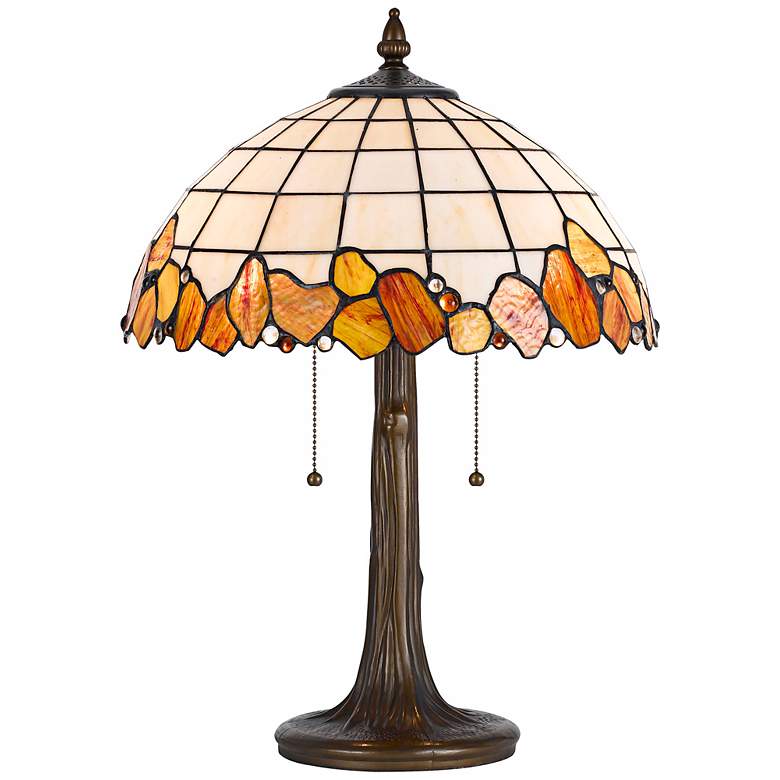 Image 1 Rust And Antique Brass 22 inch High Tiffany Accent Lamp