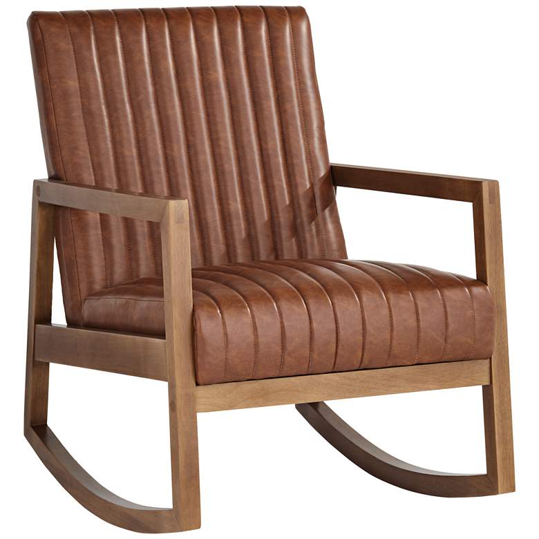 Image 1 Rust Brown Wood Frame Rocking Chair