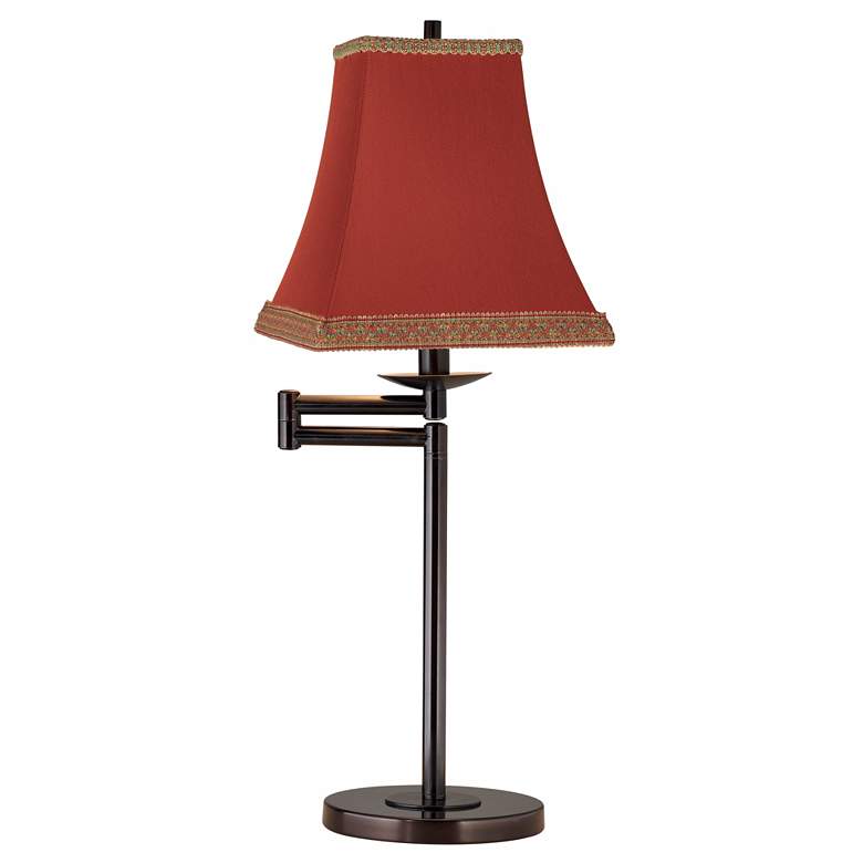 Image 1 Rust Square Shade Bronze Finish Swing Arm Desk Lamp