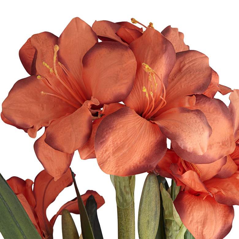 Image 3 Rust Triple Amaryllis 25" High Faux Flowers in Oval Pot more views