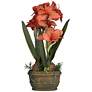 Rust Triple Amaryllis 25" High Faux Flowers in Oval Pot