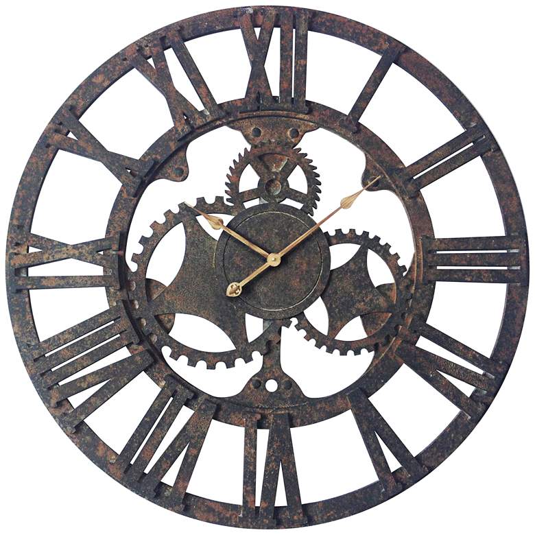 Image 1 Rusted Gear 35 1/2 inch Round Wall Clock