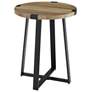 Rustic 18" Wide Metal Legs and Oak Top Round Side Table