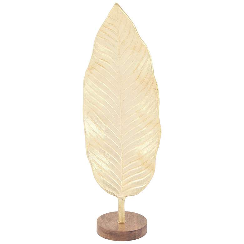 Image 1 Rustic 23 inch High Textured Gold Leaf Sculpture