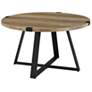 Rustic 31" Wide Metal Legs and Oak Top Round Coffee Table