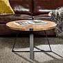 Rustic 31" Wide Metal Legs and Oak Top Round Coffee Table