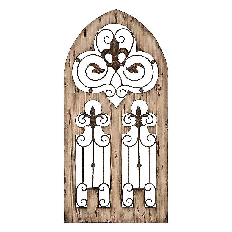 Image 1 Rustic Arch and Fleur-De-Lis 50 inch High Wall Art