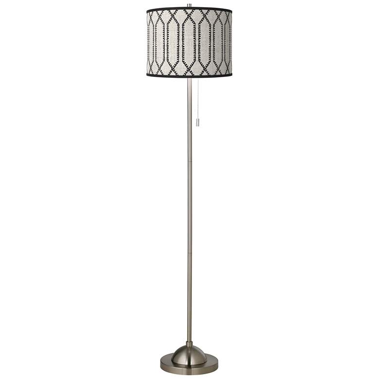 Image 2 Rustic Chic Brushed Nickel Pull Chain Floor Lamp