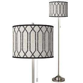 Image1 of Rustic Chic Brushed Nickel Pull Chain Floor Lamp