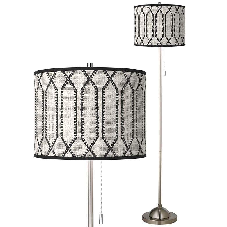 Image 1 Rustic Chic Brushed Nickel Pull Chain Floor Lamp