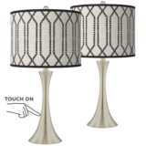 Rustic Chic Trish Brushed Nickel Touch Table Lamps Set of 2