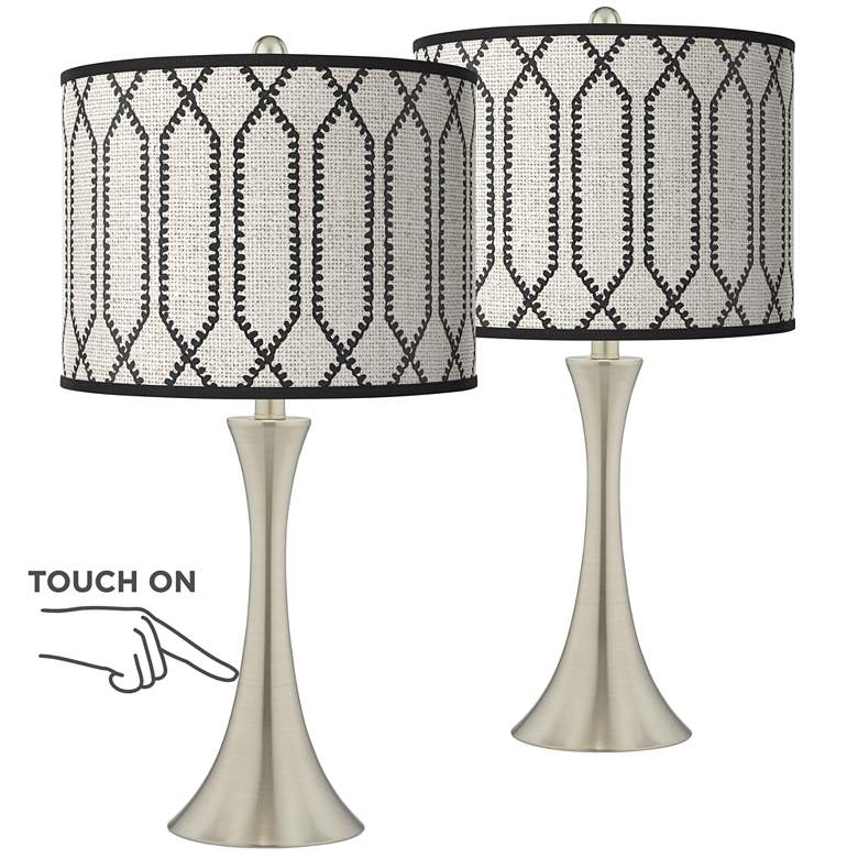 Image 1 Rustic Chic Trish Brushed Nickel Touch Table Lamps Set of 2