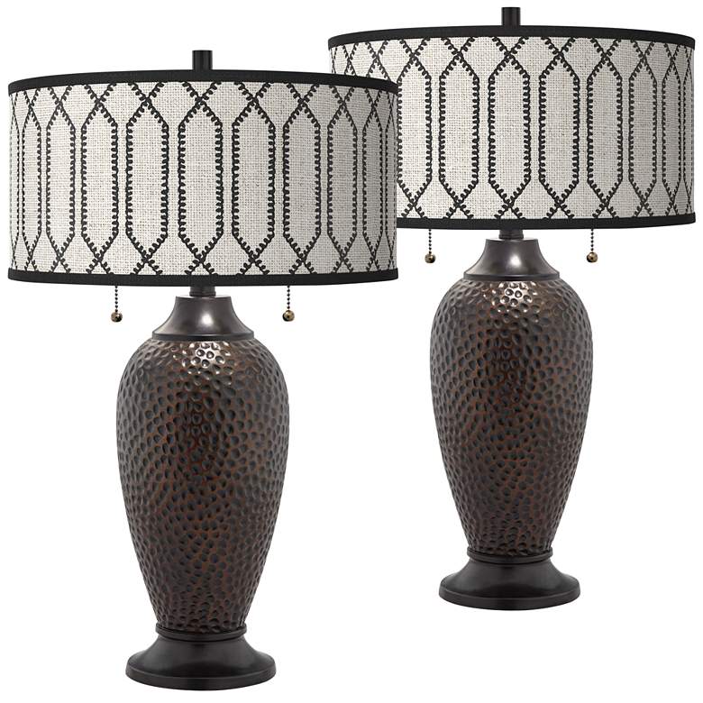 Image 1 Rustic Chic Zoey Hammered Oil-Rubbed Bronze Table Lamps Set of 2
