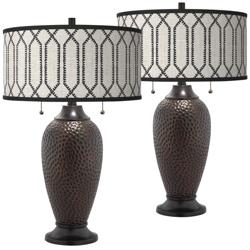Rustic Chic Zoey Hammered Oil-Rubbed Bronze Table Lamps Set of 2