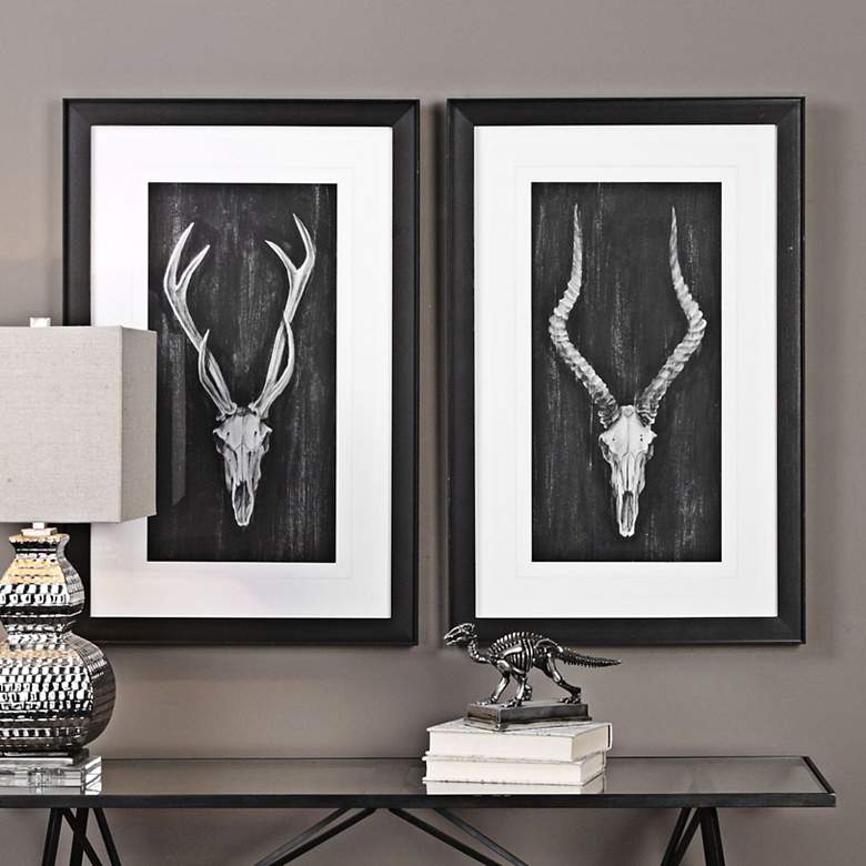 Image 1 Rustic European Mounts 2-Piece 34 1/4"H Framed Wall Art Set