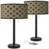 Rustic Flora Arturo Black Bronze USB Table Lamps Set of 2