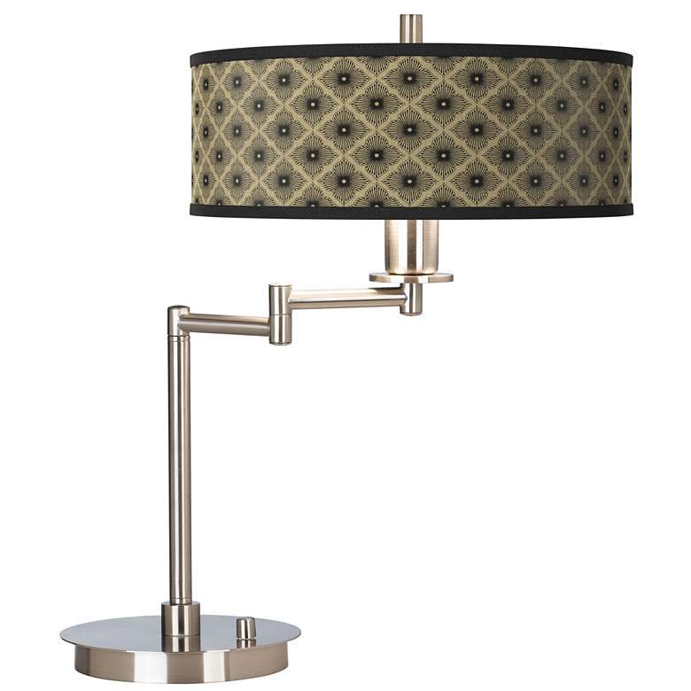 Image 1 Rustic Flora Giclee Shade Modern LED Swing Arm Desk Lamp