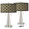 Rustic Flora Vicki Brushed Nickel USB Table Lamps Set of 2