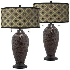 Image1 of Rustic Flora Zoey Hammered Oil-Rubbed Bronze Table Lamp Set of 2