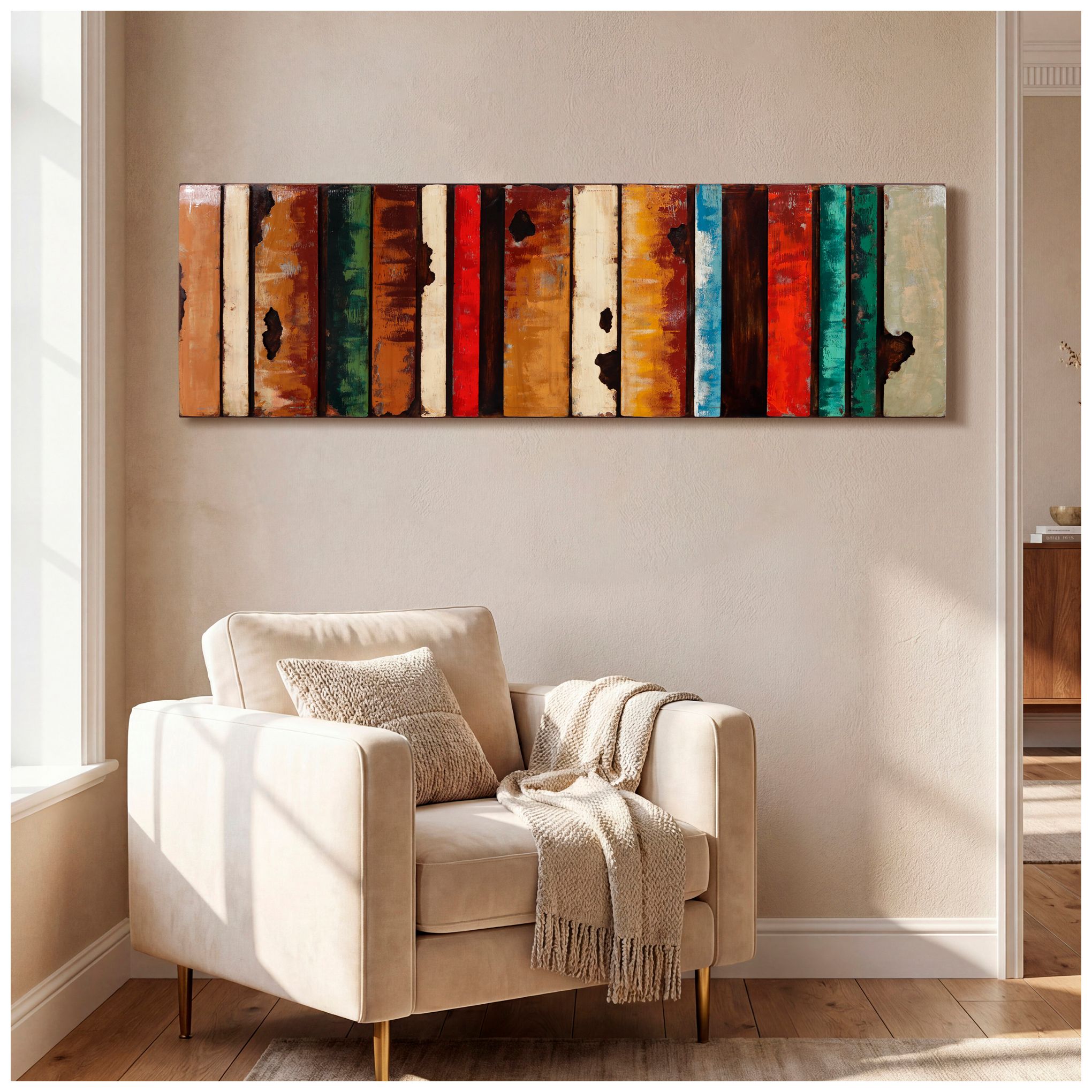 Rustic Flow 1 72"W Mixed Media Metal Dimensional Wall Art