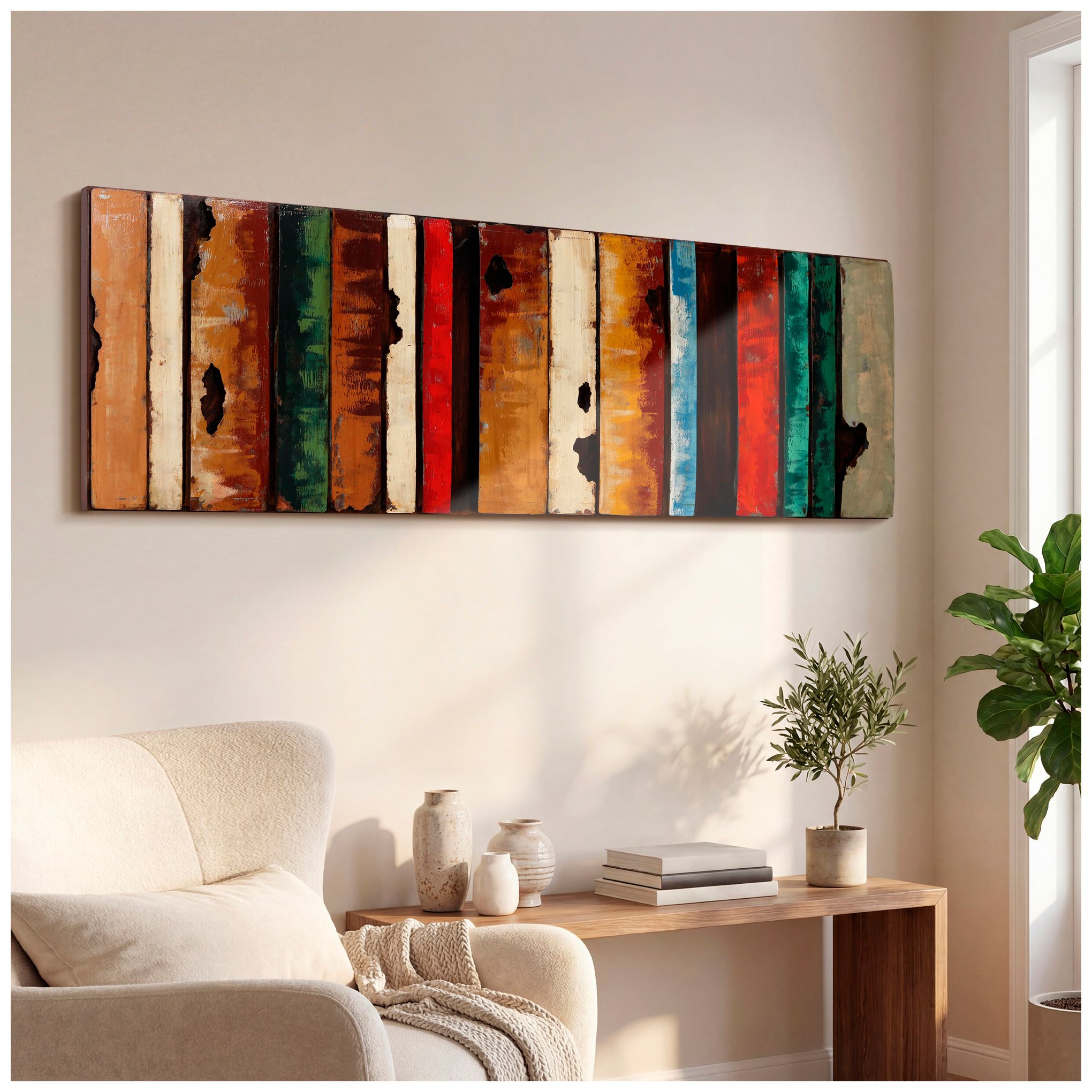 Rustic Flow 1 72"W Mixed Media Metal Dimensional Wall Art
