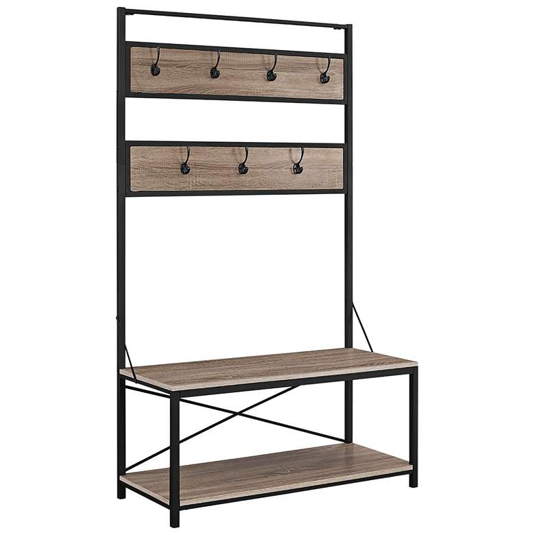 Image 1 Rustic Home 40" Wide Gray Driftwood and Metal Hall Tree