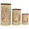 Rustic Iron Latticed Leaf 3-Piece Pillar Candle Holder Set