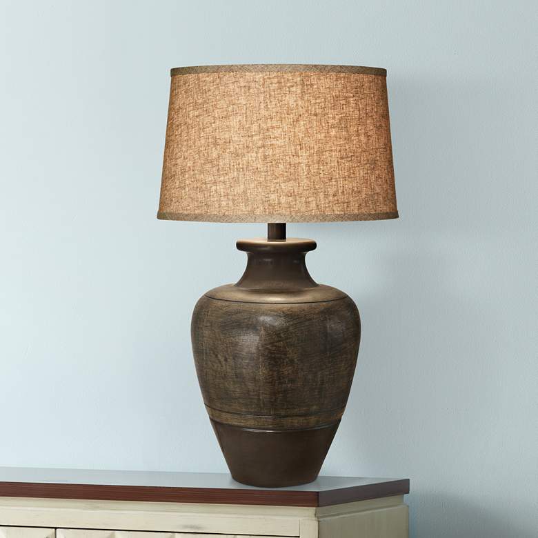 Image 2 Rustic Jar 30 inch High Dark Beige Sable Finish Southwest Table Lamp