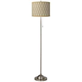 Image2 of Rustic Mod Giclee Glow Shade on Brushed Nickel Pull Chain Floor Lamp