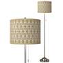 Rustic Mod Giclee Glow Shade on Brushed Nickel Pull Chain Floor Lamp
