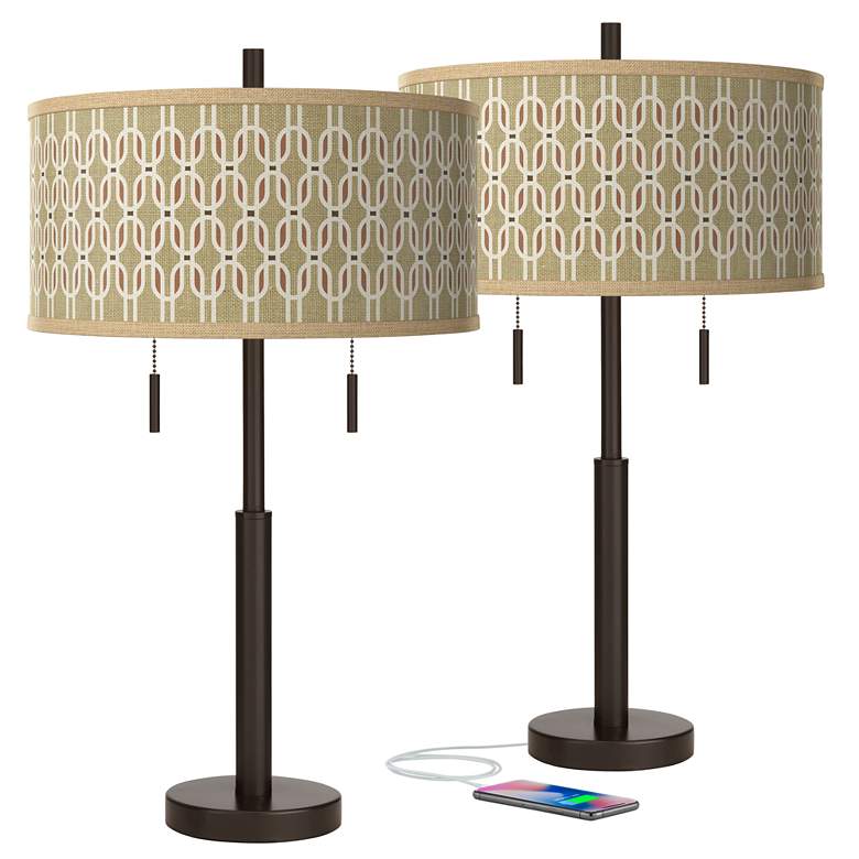 Image 1 Rustic Mod Robbie Bronze USB Table Lamps Set of 2