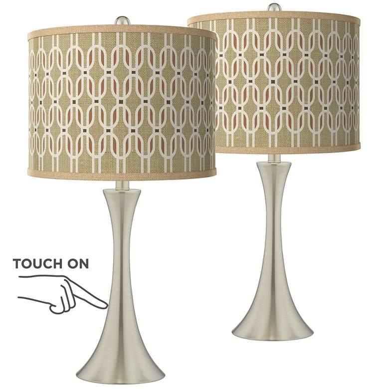 Image 1 Rustic Mod Trish Brushed Nickel Touch Table Lamps Set of 2