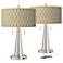 Rustic Mod Vicki Brushed Nickel USB Table Lamps Set of 2