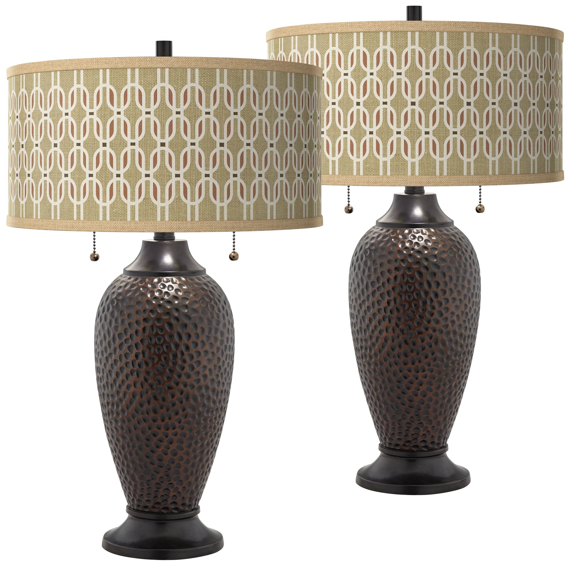Image Rustic Mod Zoey Hammered Oil-Rubbed Bronze Table Lamps Set of 2