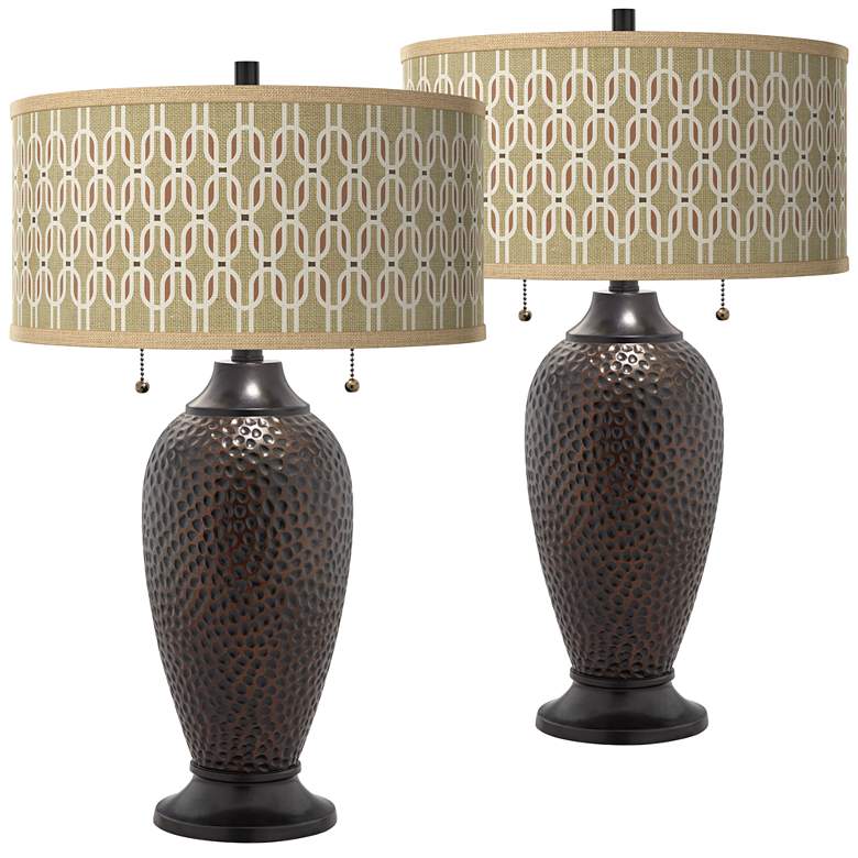 Image 1 Rustic Mod Zoey Hammered Oil-Rubbed Bronze Table Lamps Set of 2