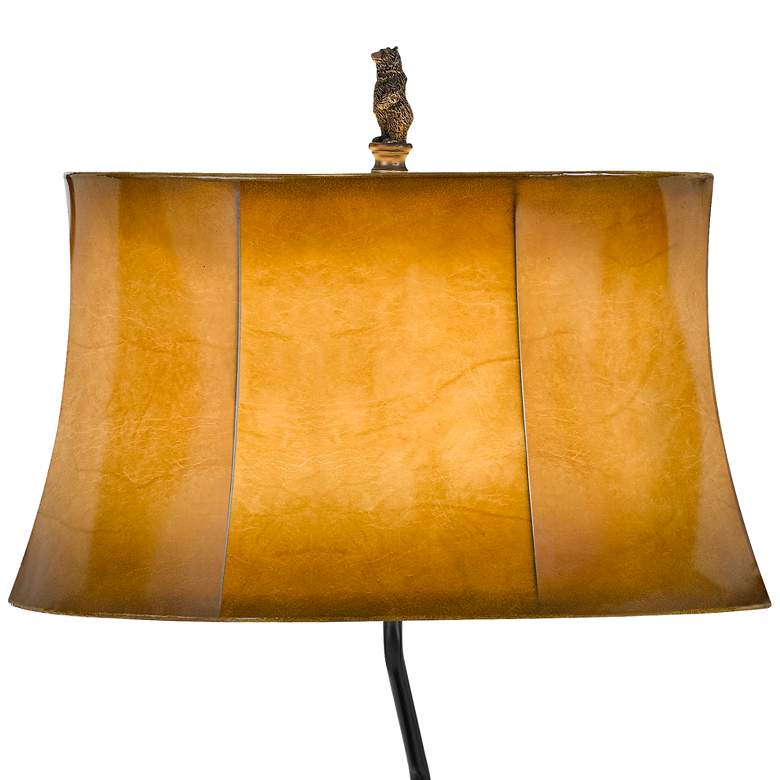 Image 3 Rustic Mountain Forest and Bear Table Lamp with Leatherette Shade more views
