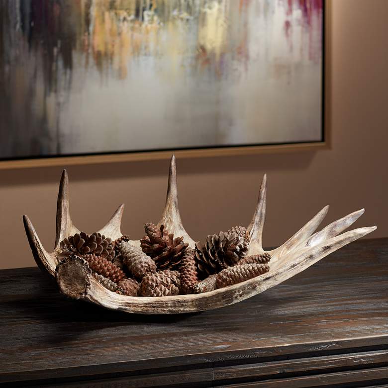 Image 1 Rustic North Woods 24" Wide Antler Decorative Tray