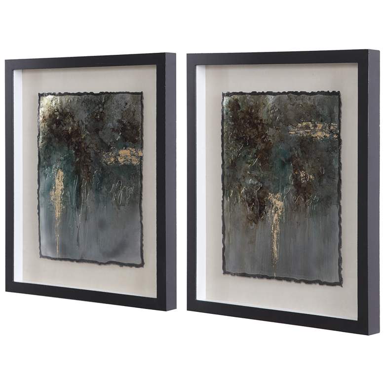 Image 3 Rustic Patina 29 inch High 2-Piece Framed Wall Art Set more views