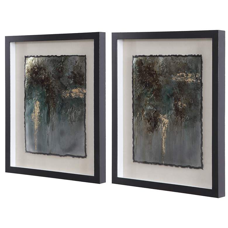 Image 3 Rustic Patina 29 inch High 2-Piece Framed Wall Art Set more views