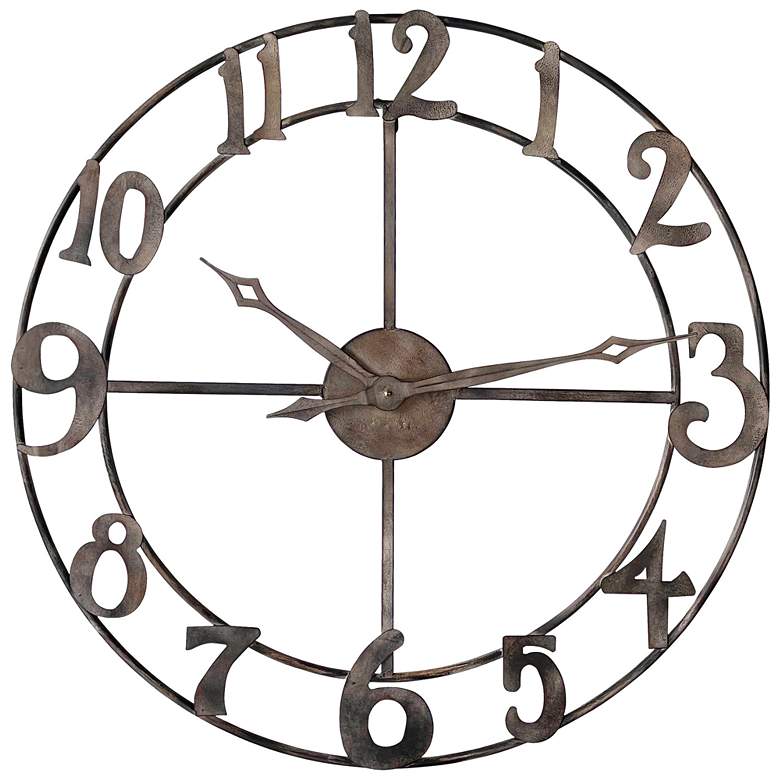 Image 1 Rustic Pewter Metal Wall Clock