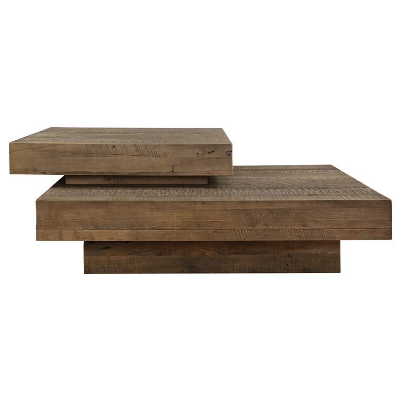 Image 2 Rustic Planes 57" Wide Reclaimed Oak Coffee Table