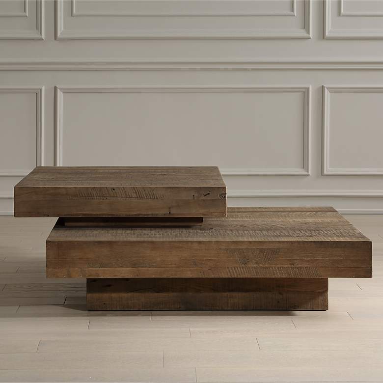 Image 1 Rustic Planes 57" Wide Reclaimed Oak Coffee Table