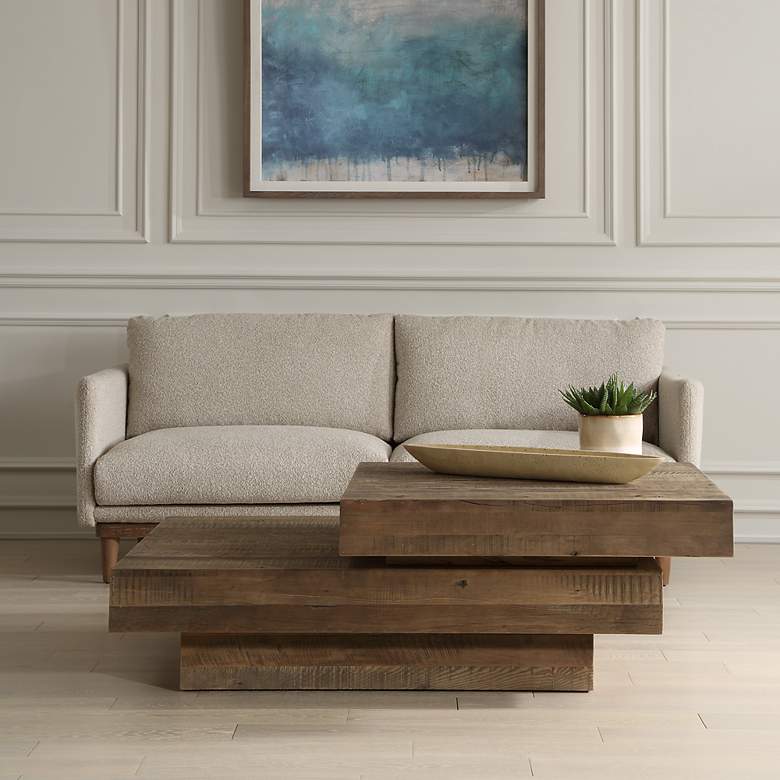 Image 3 Rustic Planes 57" Wide Reclaimed Oak Coffee Table more views