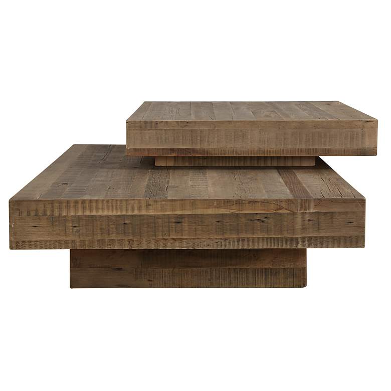 Image 5 Rustic Planes 57" Wide Reclaimed Oak Coffee Table more views