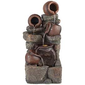 Image2 of Rustic Pottery 32" High Garden Fountain with LED Lights