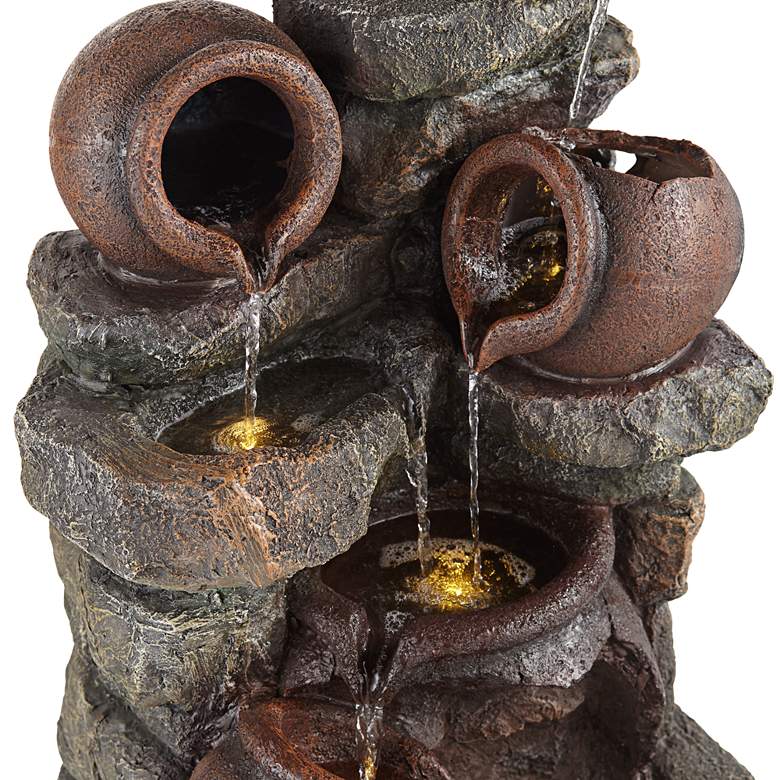 Image 3 Rustic Pottery 32 inch High Garden Fountain with LED Lights more views