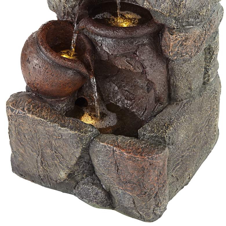 Image 5 Rustic Pottery 32 inch High Garden Fountain with LED Lights more views