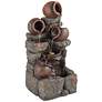 Rustic Pottery Garden Fountain with LED Lights