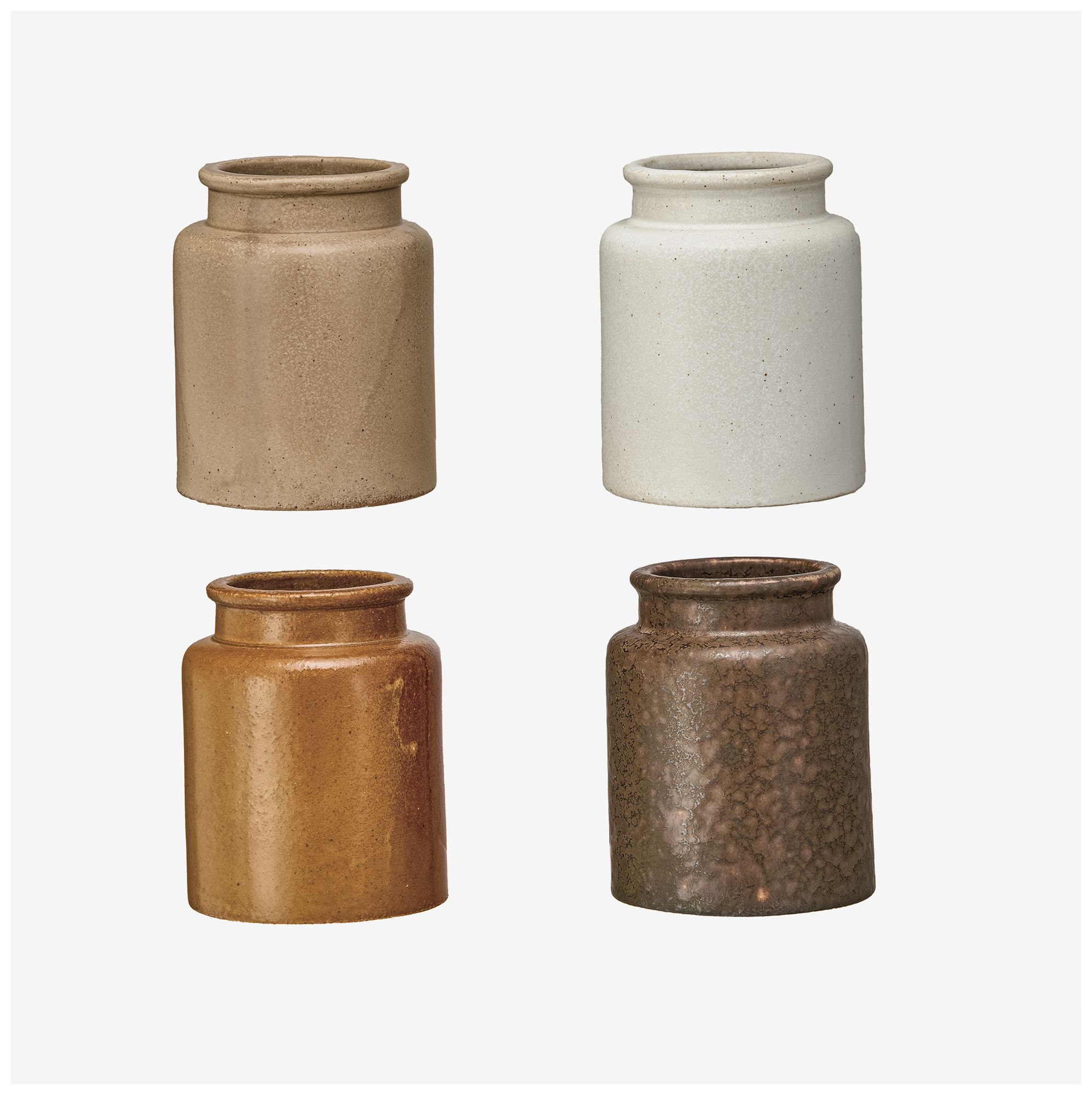 Thumbnail1 of Rustic Reactive Glaze Stoneware Jars, Multicolor, Set of 4