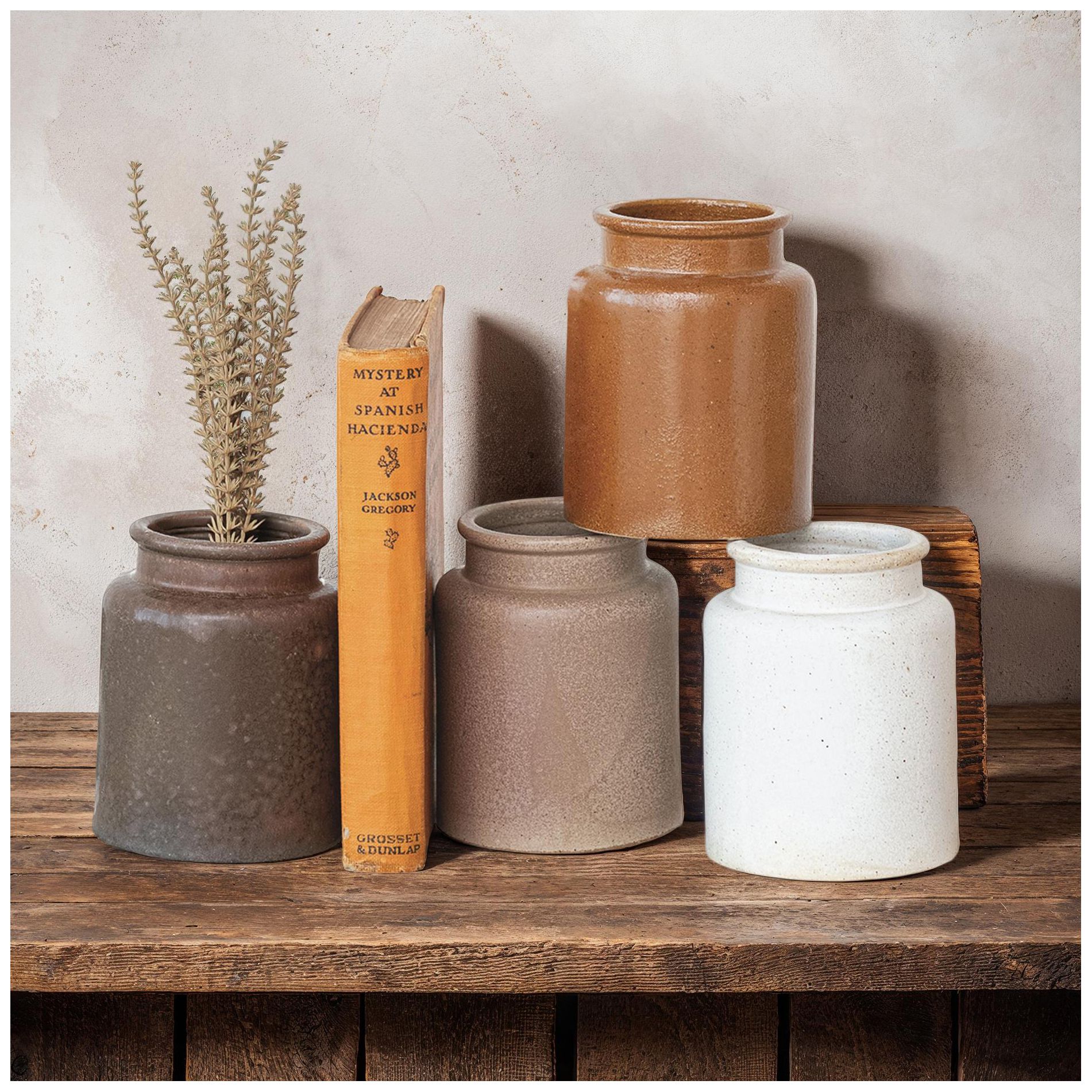 Thumbnail2 of Rustic Reactive Glaze Stoneware Jars, Multicolor, Set of 4 more views